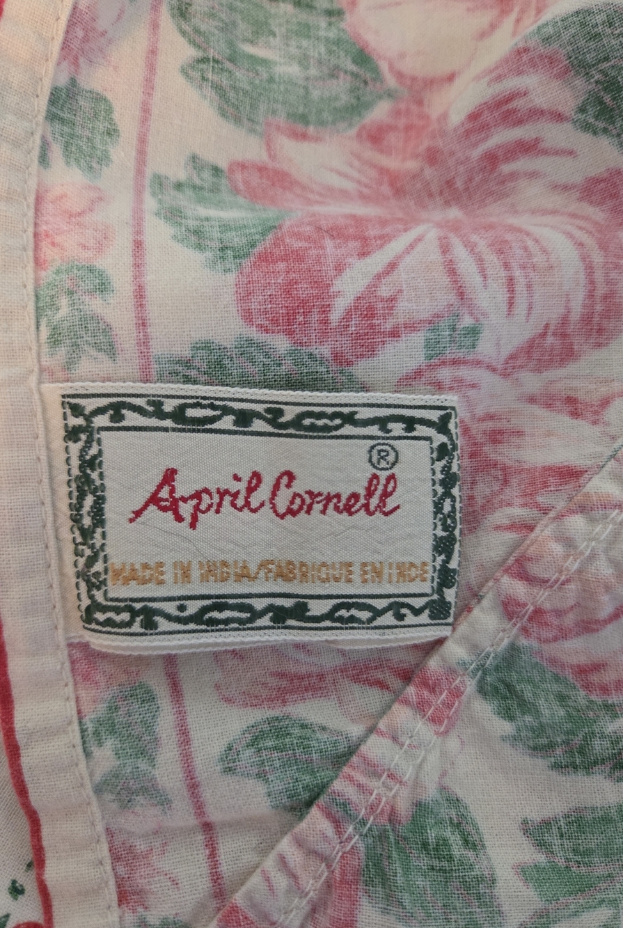 Vtg April Cornell Tablecloth JULY Floral Polkadot 48 X 56" Cotton Cottagecore - Picture 7 of 8